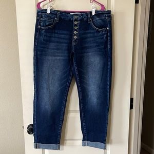 Kancan mid rise button fly boyfriend jeans